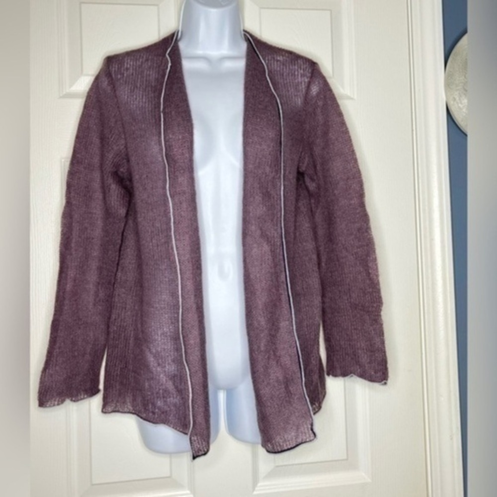Divertimento Women’s 2 Mohair Knit Cardigan Sweater Purple Xs Made In France - Picture 5 of 15